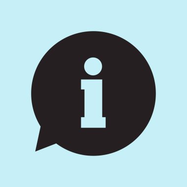 Bilgi işareti simgesi. Bilgi: konuşma balonu sembolü. Düz tasarım.