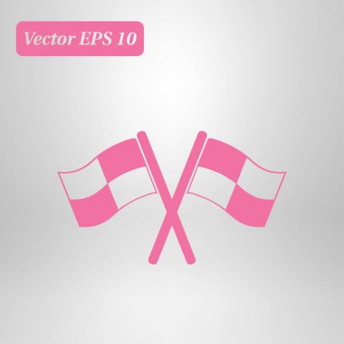 Bayrak simgesi. Yer işareti sembolü. Damalı bayrak imzala. Düz tasarım stili