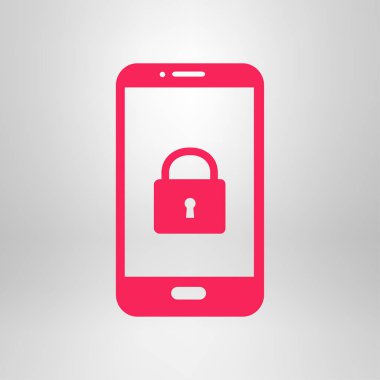 Internet güvenlik kavramı simgesi, kimlik ve koruma sembol telefon ekranında, vektör çizim 