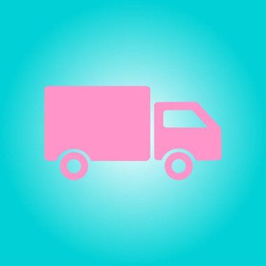 Teslimat kamyonu işareti simgesi. Kargo van sembolü. Sevk irsaliyelerini ve ücretsiz teslim. Düz stil. Vektör Eps 10.