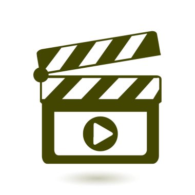 Film yapımcısı clapper kurulu simgesi. Düz tasarım stili.