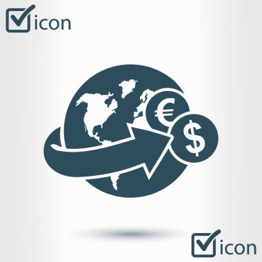 Ok dünyanın etrafında sarılı. Gelirleri simgesi.