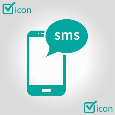 Akıllı telefon e-posta veya sms simgesi. Mobil posta işareti simgesi.