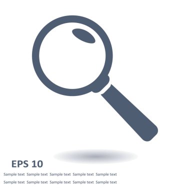 Büyüteç simgesi. Arama düğmesi. Büyüteç Camı. Düz tasarım stili. 