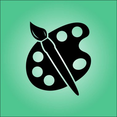 Boya fırça paleti simgesi ile. Düz tasarım stili.