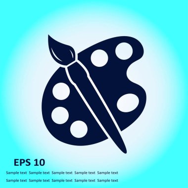 Boya fırça paleti simgesi ile. Düz tasarım stili.