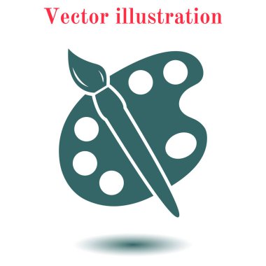 Boya fırça paleti simgesi ile. Düz tasarım stili.