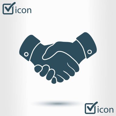 El sıkışma işareti simgesi. Başarılı iş sembolü. Düz tasarım stili.