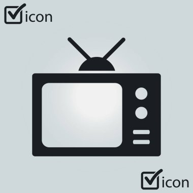 TV simgesi. Düz tasarım stili. Simge kitle iletişim araçları.  