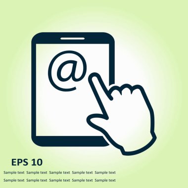 Değmek perde tablet Pc işareti simgesi. El işaretçi simgesi. Posta ekran Tablet PC.