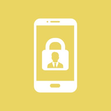 Internet güvenlik kavramı simgesi, kimlik ve koruma sembol telefon ekranında, vektör çizim 