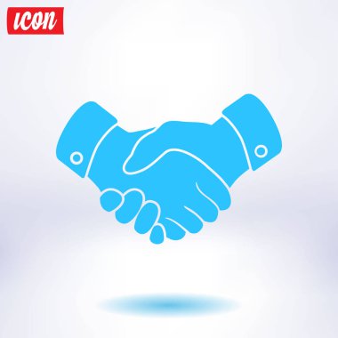 El sıkışma işareti simgesi. Başarılı iş sembolü. Düz tasarım stili.