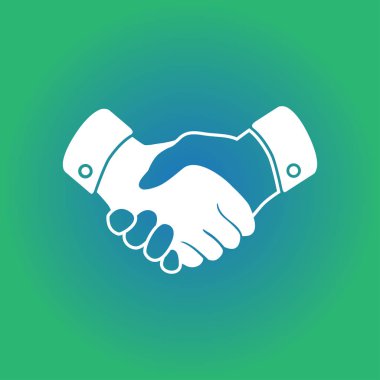 El sıkışma işareti simgesi. Başarılı iş sembolü. Düz tasarım stili.