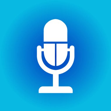 Mikrofon simgesi. Sözcü sembolü. Canlı müzik işareti. Düz tasarım tarzı. Vektör EPS 10.
