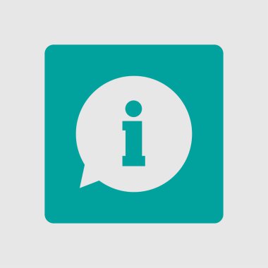 Bilgi işareti simgesi. Bilgi: konuşma balonu sembolü, vektör çizim 