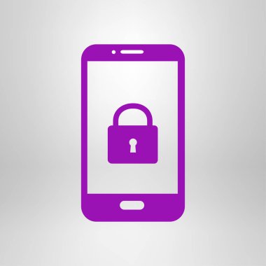 Internet güvenlik kavramı simgesi, kimlik ve koruma sembol telefon ekranında, vektör çizim 