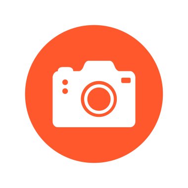 Fotoğraf makinesi simgesi. DSLR kamera simgesi. Dijital kamera. Düz tasarım biçimi. 