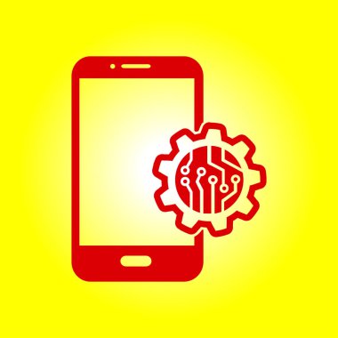 Teknolojik aygıt elektronik devre. Teknoloji düzeni kare simgesi. 