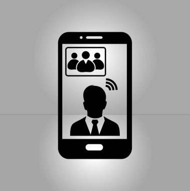 Online konferans akıllı telefon simgesi.