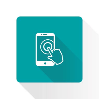Dokunmatik ekran smartphone işareti simgesi. El işaretçi simgesi. Düz tasarım stili. Vektör Eps 10.