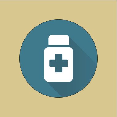 Uyuşturucu simgesi imzala. Haplarla paketi. Düz tasarım stili. Vektör Eps 10.