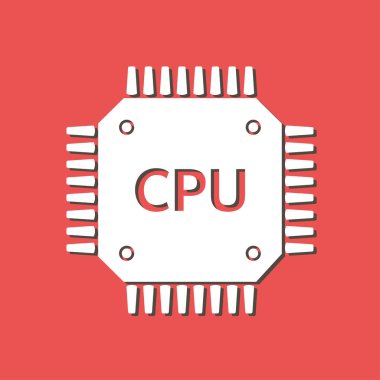 Devre kartı simgesi. Teknoloji düzeni kare simgesi. Düz tasarım stili.