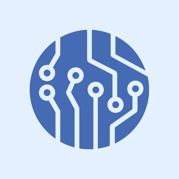 Icône Circuit Imprimé Schéma Technologique Symbole Carré Style Design Plat — Image vectorielle