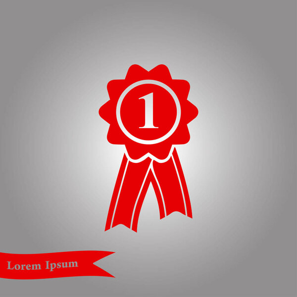  Badge with ribbons icon. Award rosette with ribbon simbol.