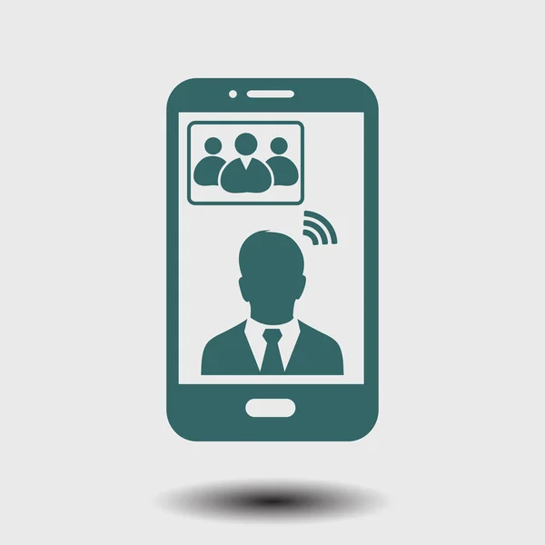 Ikonę Smart Telefonu Online Konferencji — Wektor stockowy