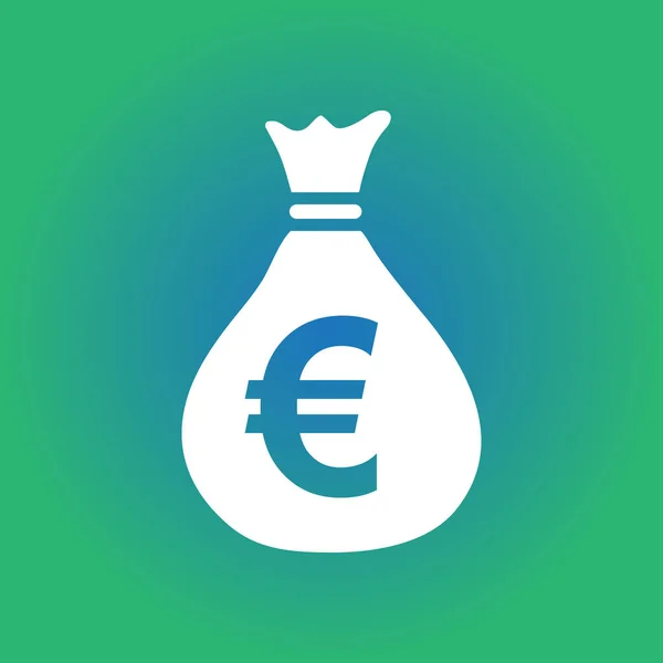 Money Bag Icon Euro Eur Currency Symbol Flat Design Style — Stock Vector