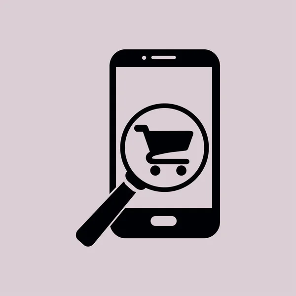ガラス スマート フォンでのショッピングをお探しします オンライン ショッピング アイコン — ストックベクタ