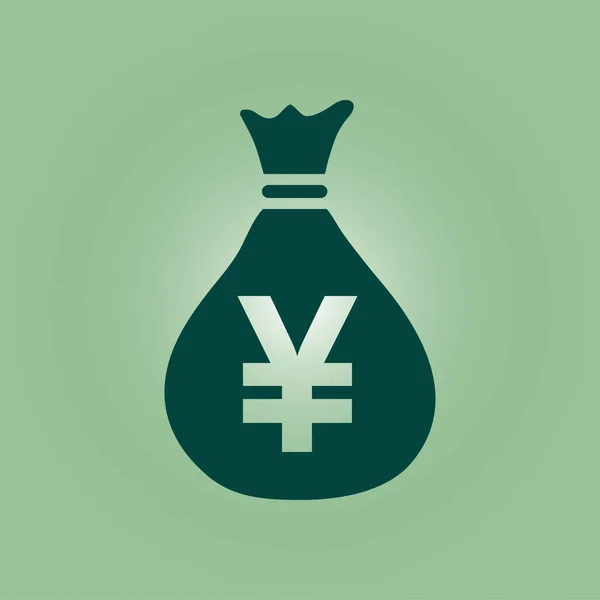 Geld Tas Pictogram Yen Jpy Toespraak Bubble Valutasymbool Platte Ontwerpstijl — Stockvector