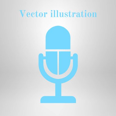 Mikrofon simgesi. Sözcü sembolü. Canlı müzik işareti. Düz tasarım tarzı. Vektör EPS 10.