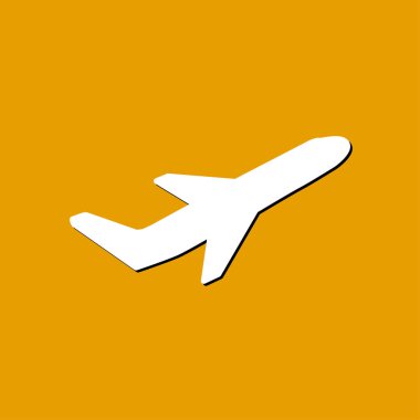 Uçak uçuş biletleri hava sinek seyahat kalkış siluet öğesi. Uçak sembolü. Seyahat etmek simge. Düz tasarım. EPS 10.