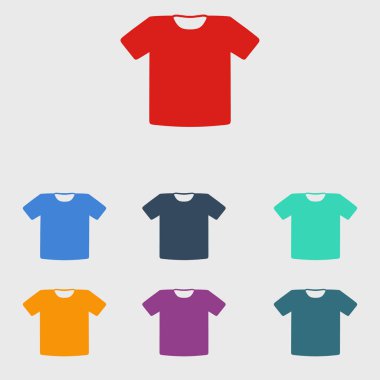 T-shirt işareti simgesi. Giysi sembolü. Düz tasarım stili.