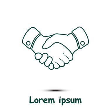 El sıkışma işareti simgesi. Başarılı iş sembolü. Düz tasarım stili.