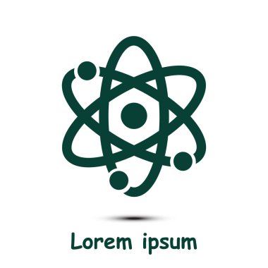 Atom işareti simbol. Atom parçası simgesi.