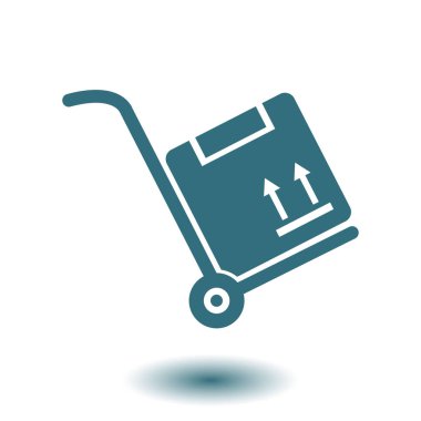 Kutuları simge kamyonla. El kamyon işareti erkek.