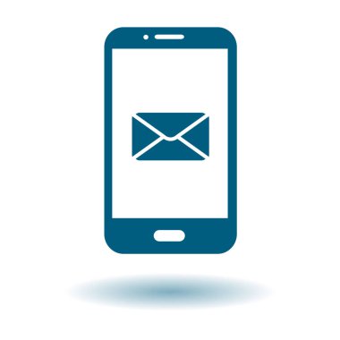 Akıllı telefon e- postası veya SMS simgesi. Mobil posta imzası simgesi.