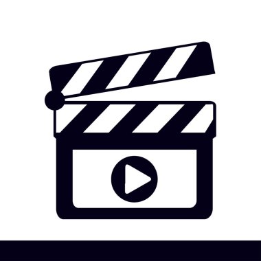 Film yapımcısı clapper kurulu simgesi. Düz tasarım stili.