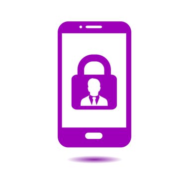 Internet güvenlik kavramı simgesi, kimlik ve koruma sembol telefon ekranında, vektör çizim 