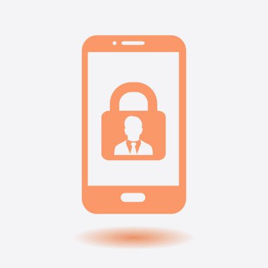 Internet güvenlik kavramı simgesi, kimlik ve koruma sembol telefon ekranında, vektör çizim 