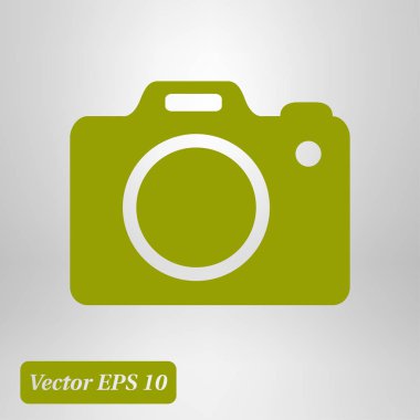 Fotoğraf makinesi simgesi. DSLR kamera simgesi. Dijital kamera. Düz tasarım biçimi. 