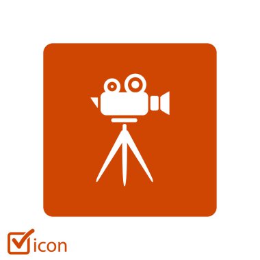 Sinema kamera simgesi. Düz tasarım stili. Vektör Eps 10.