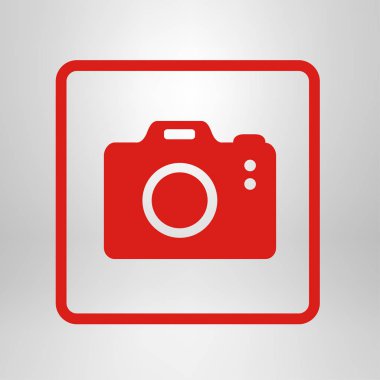 Fotoğraf makinesi simgesi. DSLR kamera simgesi. Dijital kamera. Düz tasarım biçimi. 