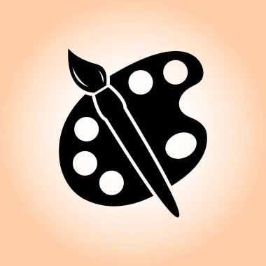 Boya fırça paleti simgesi ile. Düz tasarım stili.