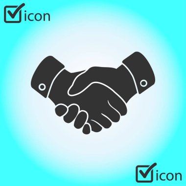 El sıkışma işareti simgesi. Başarılı iş sembolü. Düz tasarım stili.