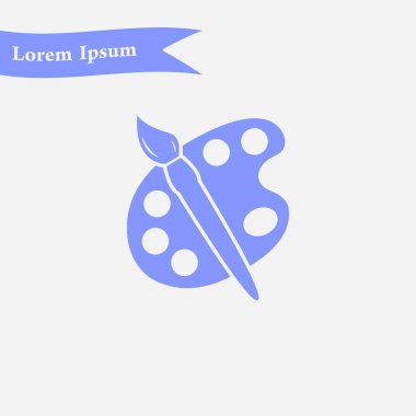 Boya fırça paleti simgesi ile. Düz tasarım stili.