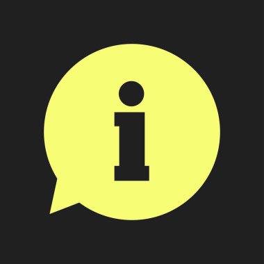 Bilgi işareti simgesi. Bilgi: konuşma balonu sembolü, vektör çizim 