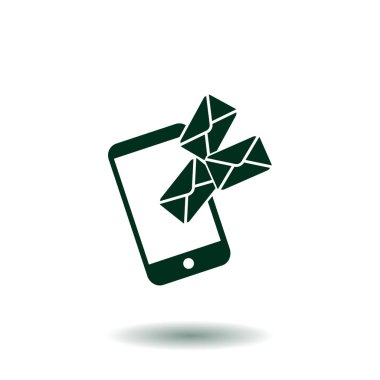 Akıllı telefon e- postası veya SMS simgesi. Mobil posta imzası simgesi.